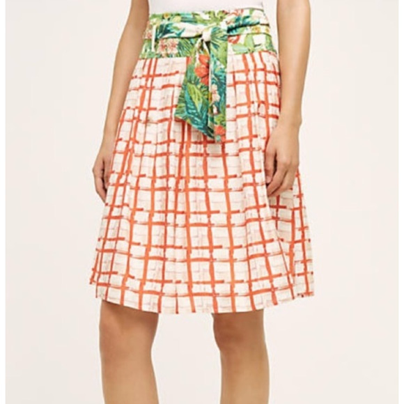 MAEVE Anthropologie County Fair Red Green Skirt Size 0 - Picture 2 of 7